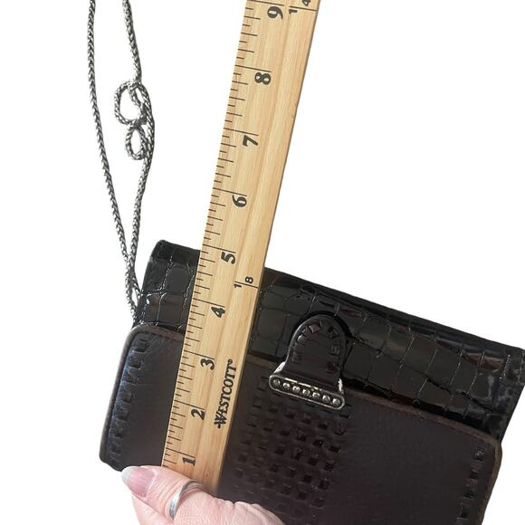 Brighton‎ Vintage Y2k Crocodile Embossed Leather Clutch Wallet W Chain - Picture 11 of 11